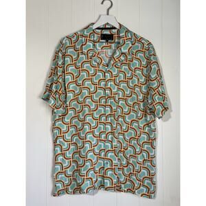 Baroque Gold Men's Shirt Button Up Short Sleeve, Boho Design XL